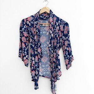 Hollister Paisley Kimono Cardigan - Viscose Boho Chic - Navy, Red, White - Sz S